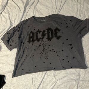 AC/DC Gray Graphic Crop T-Shirt